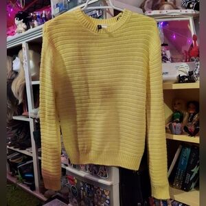 Yellow knit crew neck sweater